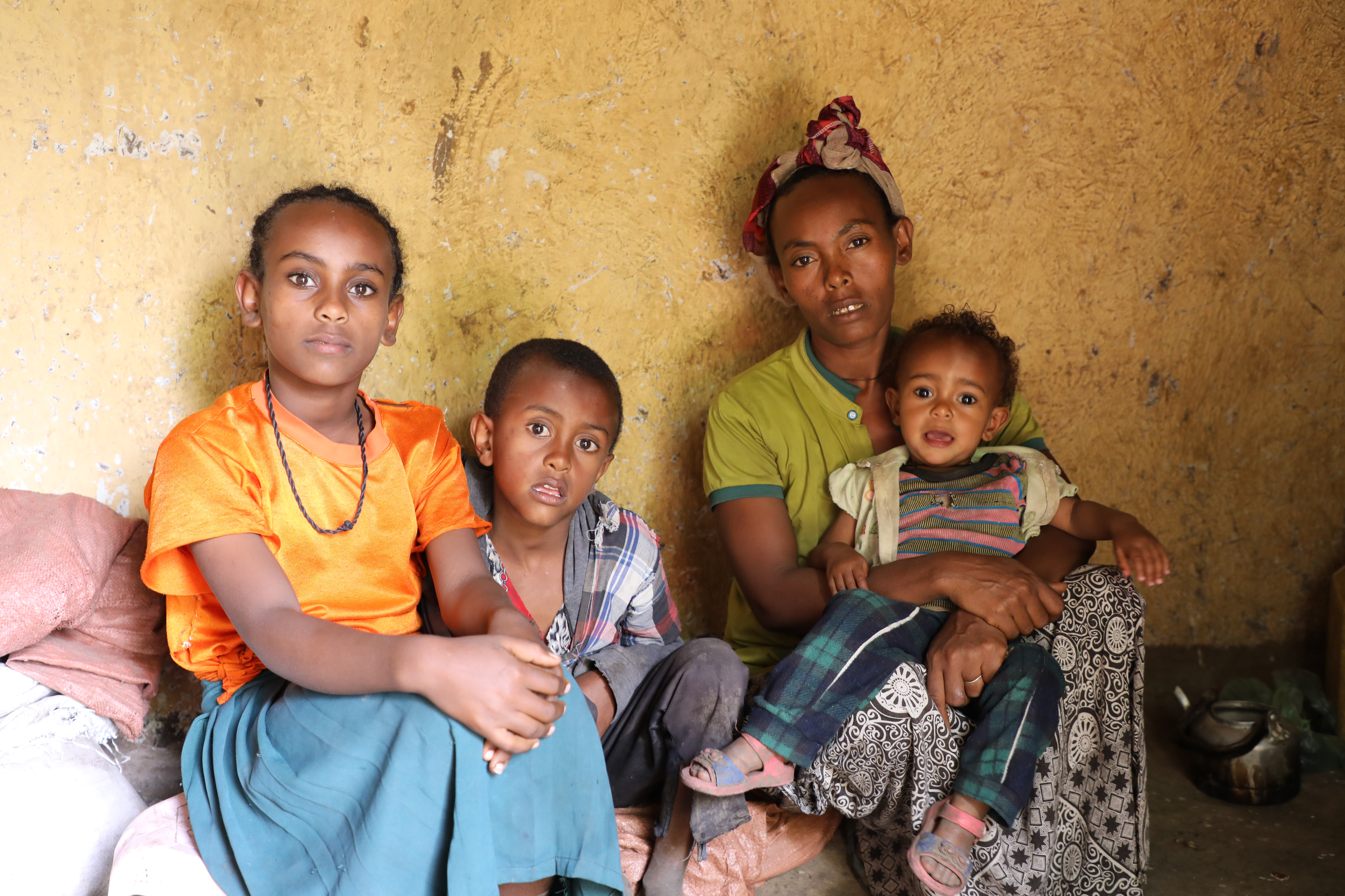 Family sit together in Ethiopia